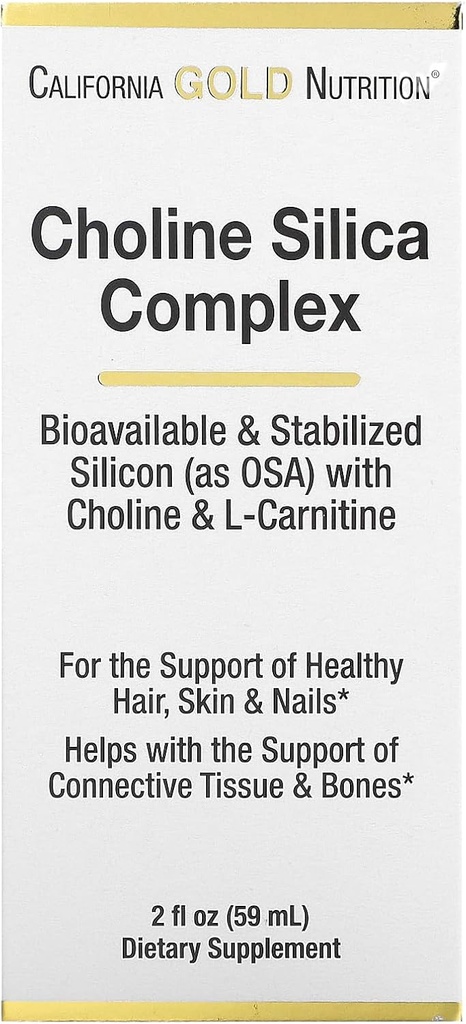 California Gold Nutrition Choline Silica Complex, Biodostępny i stabilizowany krzemionka z Choline & L- Carnitine, 2 fl oz (59 ml)