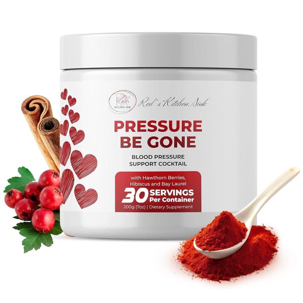 Red 's Kitchen Sink Pressure Be Gone - Codzienne Superfood w proszku z Hibiscus, Hawthorn Berry, Bay Laurel, Ginger & More - 200g, 30- Day Supply