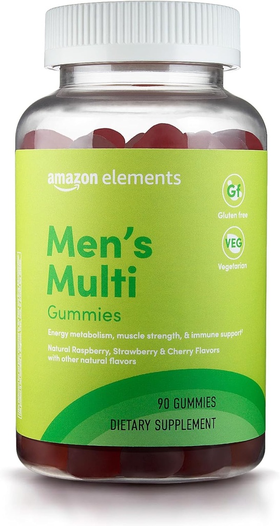 Elementy - Men 's Organic Multivitamin, 90 Gummies (3 Gummies per Serving), wegetarianin, gluten wolny, Certified Organic (wcześniej Revly)