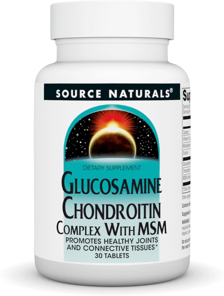 Źródło Naturals Glucozamine Chondroitin Complex with MSM, Promotes Healthy Joints and Connective Tissues * - 30 Tablets