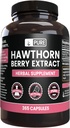 Czyste składniki oryginalne Hawthorn Berry Extract No Magnez Or Rice Fillers, Zawsze Czysty, Laboratorium zweryfikowane (365 kapsułki)