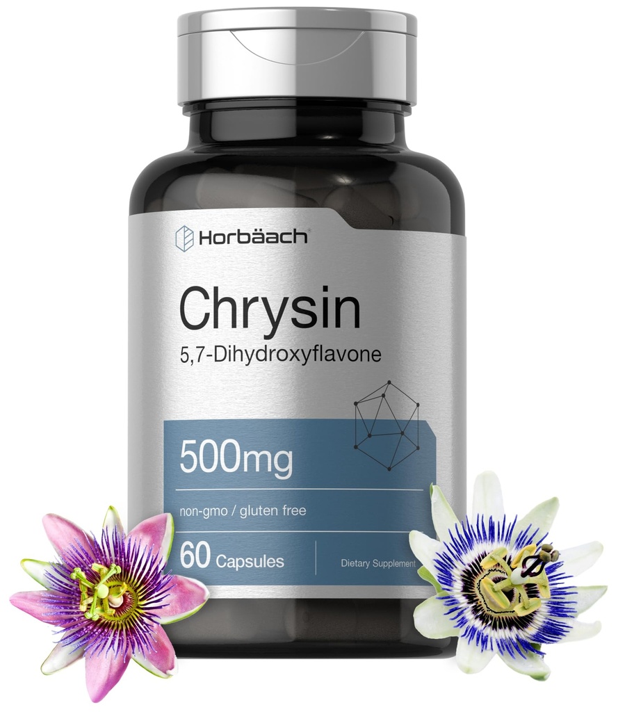 Horbäach Chrysin Supplement Agregat 124; 500mg Agregat 124; 60 Kapsułek Agregat 124; Passion Flower Extract Agregat 124; Non-GMO, Gluten Free Supplement
