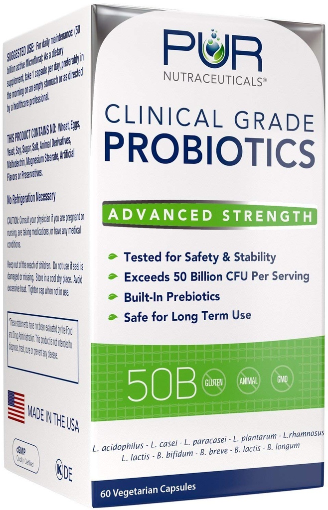 Probiotyki stopnia klinicznego * 50 Miliard CFU / Podawanie * 10 Szczepów * Built- in Prebiotic * 60 Kapsułki dzienne - 2 Dostawy Miesiąc * Wszystkie Naturalne 100% Made in USA