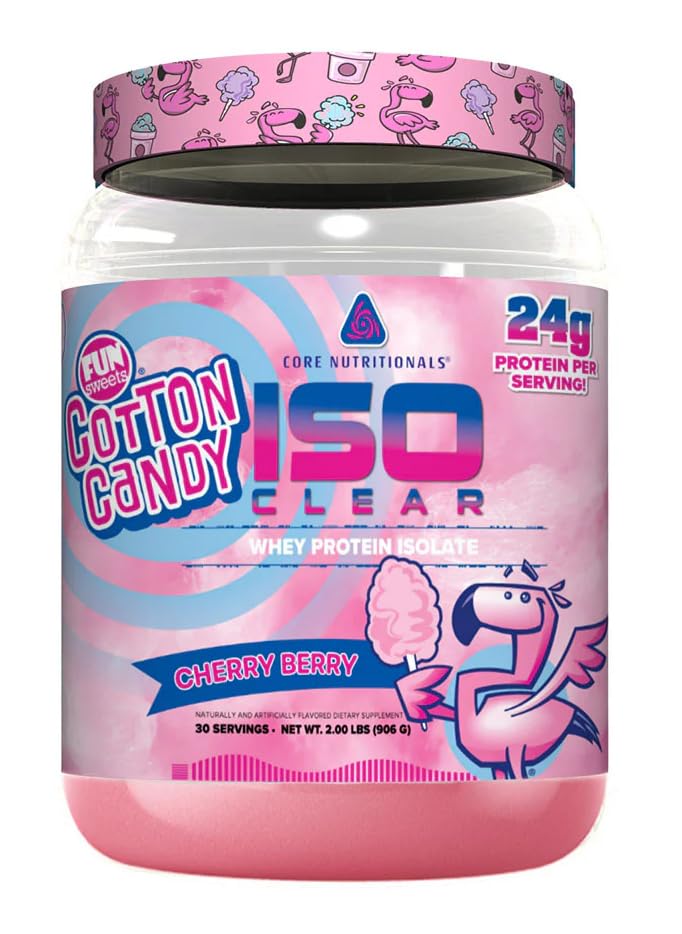 Jądro odżywcze Iso Clear Whey Protein Isolate 124; Niskie Calorie, Carb, & Fat Ivolutionals 124; Laktoza Free & Easy to Digest Budapest 124; 24 g Białko, Zero cukru 124; 2 Funt (Fun Sweets Cherry Berry)