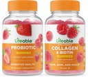 Żywy Probiotyk 2 Miliard CFU + Kolagen & Biotin, Gummies Bundle - Great Desting, Suplement witaminy, Gluten Free, GMO Free, Gummy do żucia