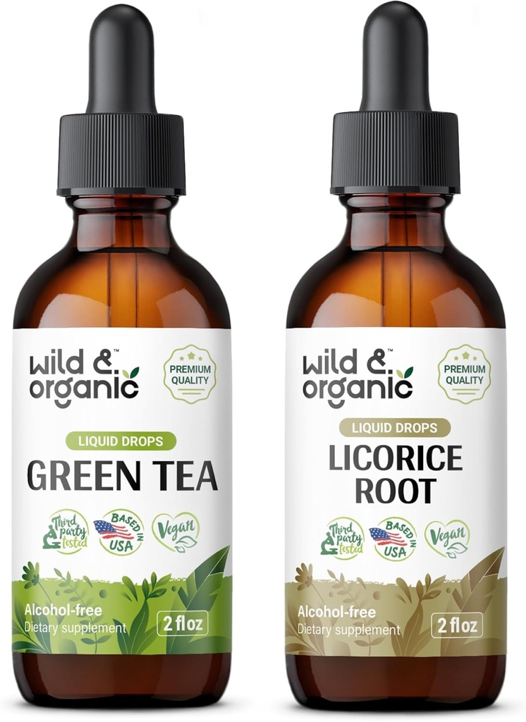 Dzika i organiczna zielona herbata nalewka 2 fl oz & Lukrecja nalewka 2 fl oz