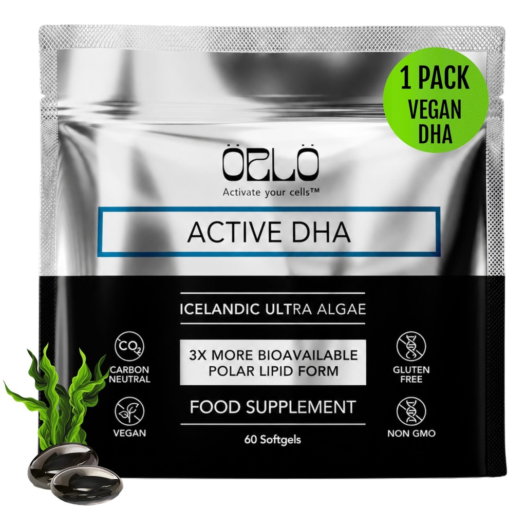 Orlo DHA - Vegan DHA Supplement (EPA & DHA) - Omega 3 Fish Oil & Krill Alternative - Plant- based Omega-3 Algae Oil - Brain & Heart Support (60 Mini Burpless Softgels)