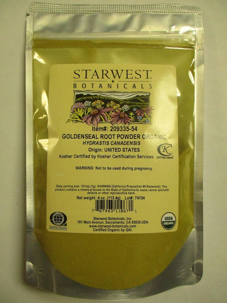 Najstarsze Botaniki Organiczne Goldenseal Proszek korzeniowy, 4 uncje