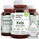 Natural Nutra Kelp Jod Suplement Tyroid wsparcia, wzmacnia system immunologiczny, i reguluje metabolizm, Wegańskie Kelp, Nie GMO, Atlantic Sourced Seaweed Extract, 225 µg, 250 Tabletki