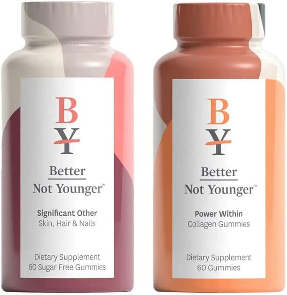 Lepiej nie młodsza moc wewnątrz skóry & Scalp Kolagen Suplement diety i istotne inne włosy, Skóra, & Nails Suplement diety Bundle, Gluten- Free Gummies do żucia