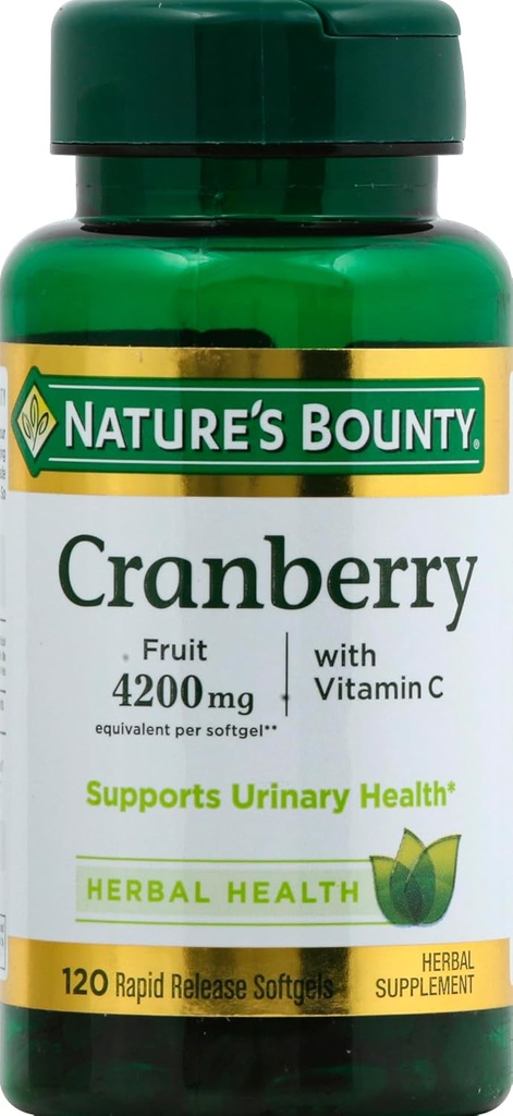 Nature 's Bounty Cranberry Fruit 4200mg Plus witaminy C, 120 Softgels (opakowanie po 1)