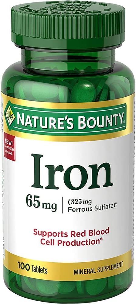 Natural 's Bounty I.Ron 65mg, 325 mg Żelazosiarczan - Cellular Energy Support - 65mg - 100 Tablets,..