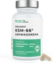 Love Life Supplements Organic Ashwagandha KSM- 66 ®, 2 Supply Month - 60 Kapsułki, Wysoka wytrzymałość 600mg na kapsułkę, 5% Withanolides, Bioperine ® dla zwiększenia wchłaniania, Zero Fillery, Lab Tested