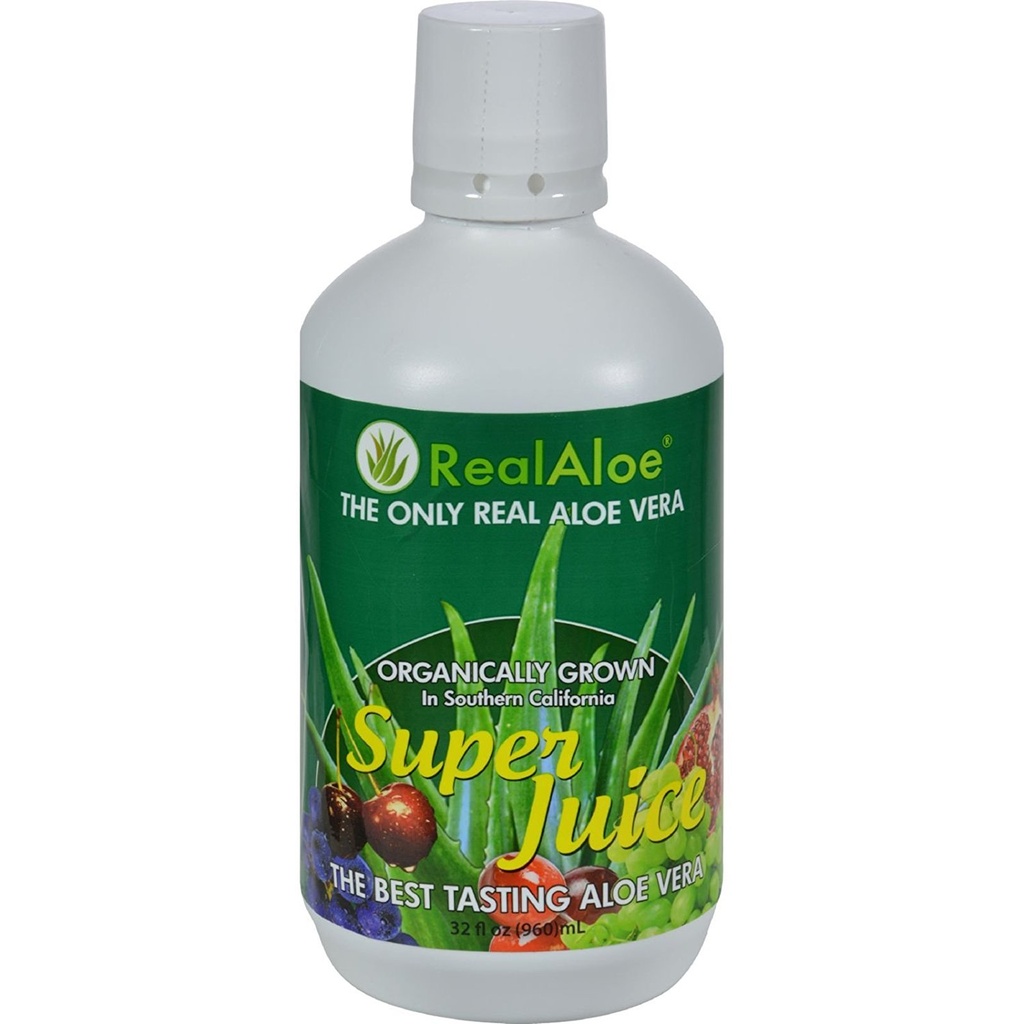 Prawdziwy Aloe Aloe Vera Super Juice - Organicznie dorosły - No Bitter Taste - 32 fl oz (Opakowanie 4)