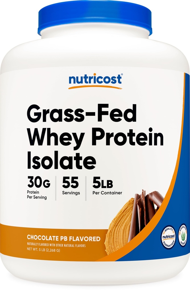Nutricost Grass- Fed Protein Isolate (Czekoladowy Masło orzechowe, 5LBS) - Non-GMO, Gluten Free