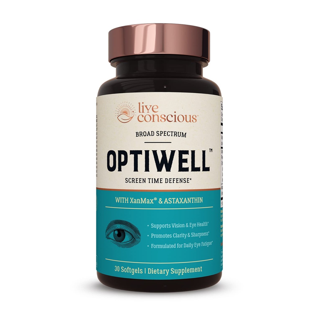 Witaminy oka świadomego na żywo Wybierz AREDS 2 Składniki z witaminą E, Luteina i Astaksantyna - OptiWell Eye Health Supplement and Blue Light Support - 30 Softgels