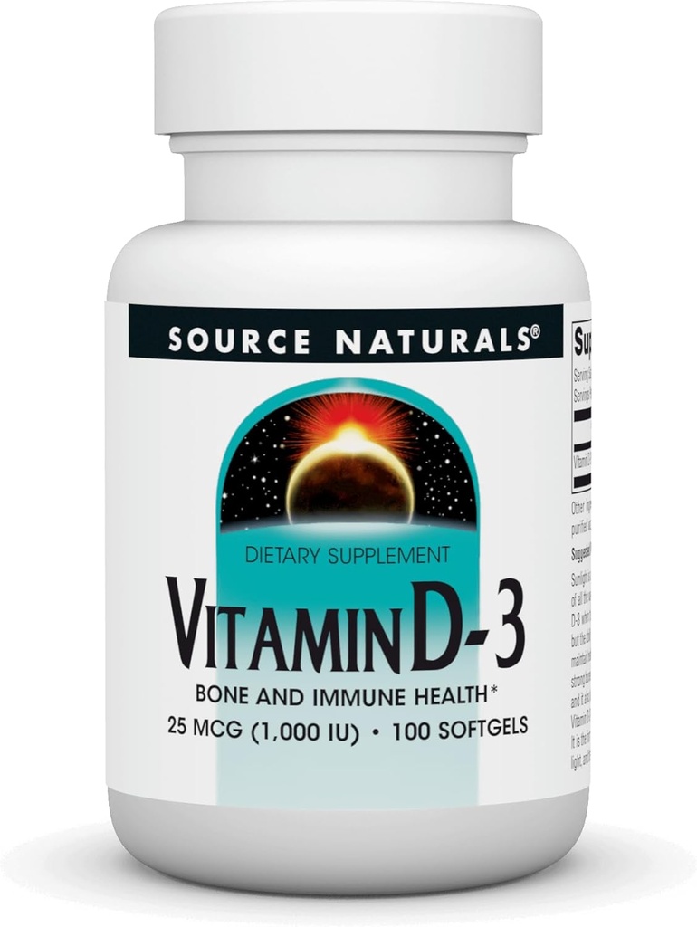 Źródło Naturals Witamina D-3 1000 iu Wspiera zdrowie kości i odporności * - 100 Softgels