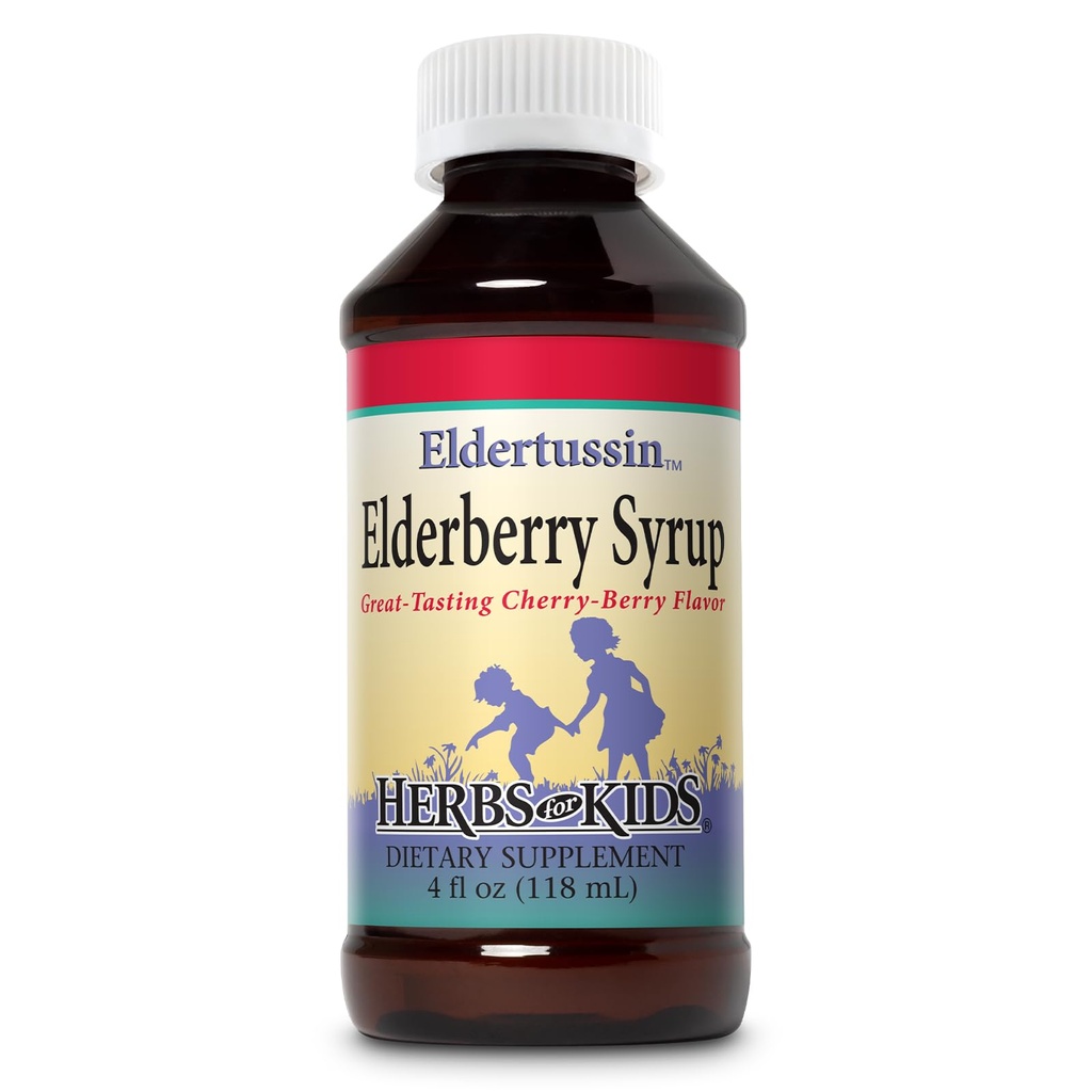 Zioła dla dzieci Eldertussin Syrop Elderberry, Wiśnia (Btl- Plastic)