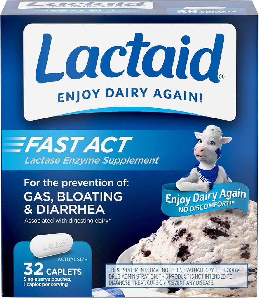 Lactaid Fast Act Laktoza Nietolerancja Kapsułki ulgowe z enzym Lactase, 32 opakowania podróżne po 1 - ct.
