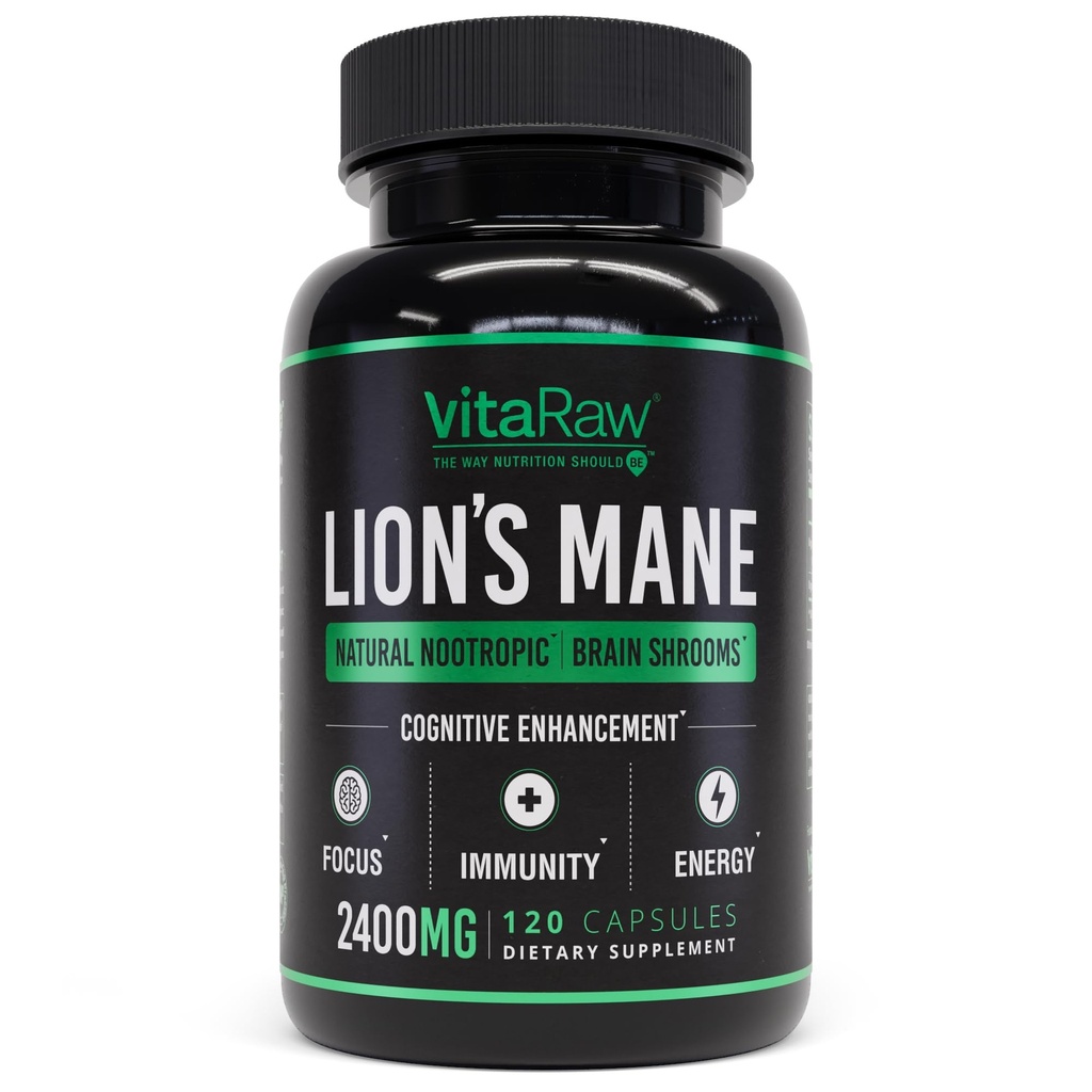 Organic Lions Mane Supplement Kapsułki 2400 mg - Potężny Nootrop - Pomaga zachować pamięć, Energia i mentalna klarowność - Vegan Brain Booster Focus Pills - Real Lion 's Mane Supplement