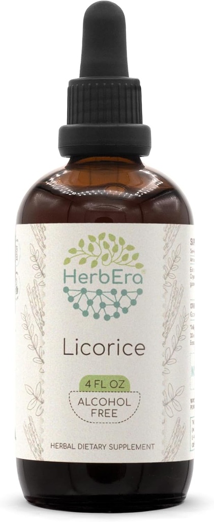 HerbEra Licorice B120 Alcohol- Free Herbal Extract Tincture, (Kan tsau, Glycyrrhiza Glabra) (4 fl oz)