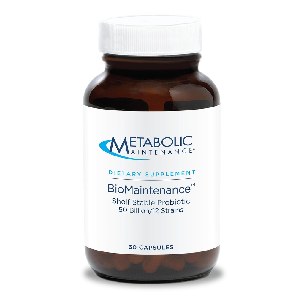 Metaboliczne Utrzymanie Biomaintice Półka Stabilny Probiotyk - 50 Miliard CFU + 12 Szczepy Probiotic Gut Health Supplement - Zawiera Lactobacillus Acidophilus + Lactobacillus Gasseri (60 kapsułki)