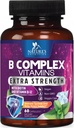 B Kompleks witamin Kapsułki - z witaminą B12 B6 B100 C Biotin Folate & Kwas foliowy - Suplement do Serca, Mózgu, & Nerve Support - Super Complete B- Complex dla immunologicznego i wsparcia energetycznego - 60 Kapsułki