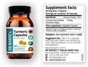 Kapsułki Turmeric DR WAKDE (Curcuma Longa, 60 Czapek Veg, Suplement oparty na plancie, Zioła Ayurvedic, Wszystkie naturalne, Wegan)