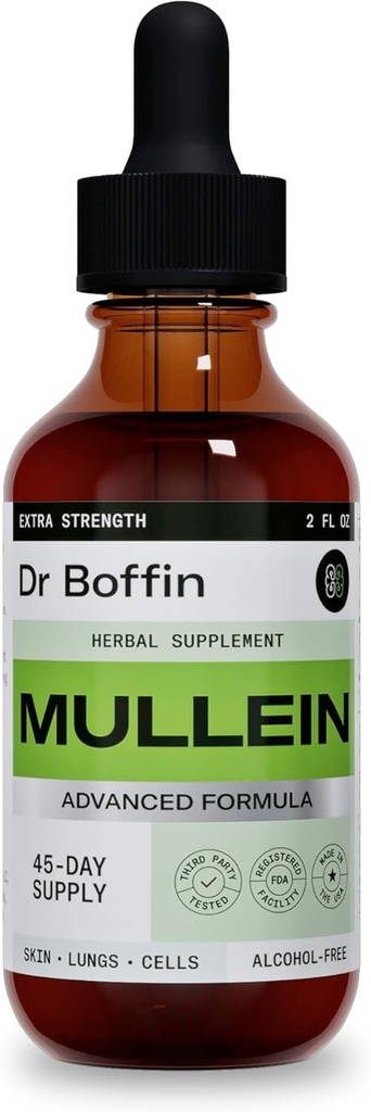 Mullein Leaf Liquid Extract 2 FL OZ - Extra Strenght Yellow124; Advanced Formula - Natural Supplement Liquid Tincture - Lung Cleanse and Detox - Odżywienie układu oddechowego i immunologiczne dropy wsparcia