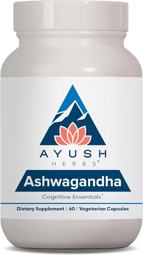 Ayush Herbs Ashwagandha Kapsułki - Ashwagandha dla mężczyzn i kobiet, suplementy Ashwagandha, Pure Ashwagandha Root Powder for Stress, 500mg na pigułkę - 60 Kapsułki wegetariańskie (1 Hrabia)