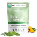 Proso Żywe Epickie Białko, Białko roślinne i Superfoods Proszek, Mindful Matcha do 124; 17 Grams Organic Protein Powder, Wegan, Non-GMO, Gluten Free, Adaptogens + Nootropics (1 Funt, 12 Służenie)