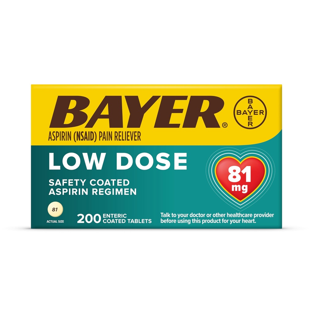 Bayer Aspiryna Schemat Niska dawka Tabletki powlekane, 81 mg, 200