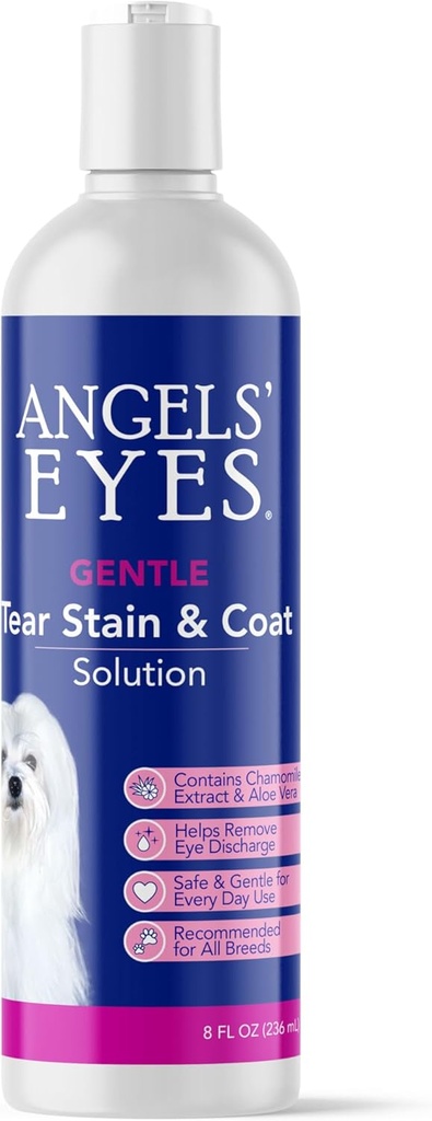 ANGELS 'EYES Delikatne plamy łzowe Rozwiązanie dla psów i kotów 124; 8 oz Rozwiązanie dla powierzchni oczu i twarzy 124; Usuń zrzuty, brud, plamy łzawiące, i Mucus