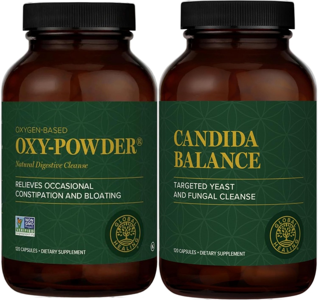 Global Healing Center - Oxy- Powder & Candida Cleanse Kit - Colon Cleanser i detoksykacji do naturalnego Candida Cleanse