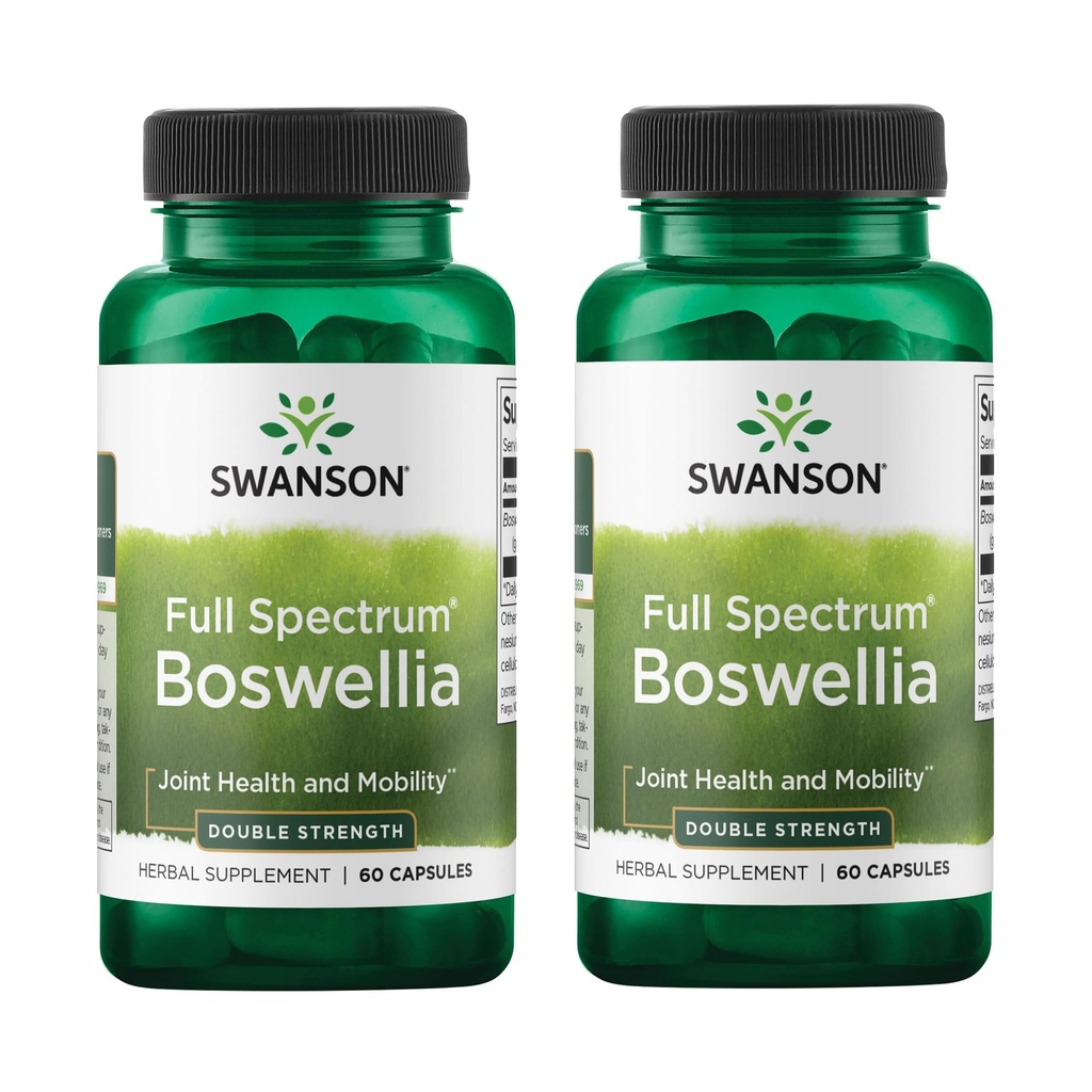 Swanson Double Strength Boswellia- Herbal Supplement Promowanie Joint Support- Ayurvedic Herb dla Joint Elastyczność i Mobility Support- Made w / Boswellia Serrata Resin - (60 kapsułek, 800mg każdy) 2 opakowania
