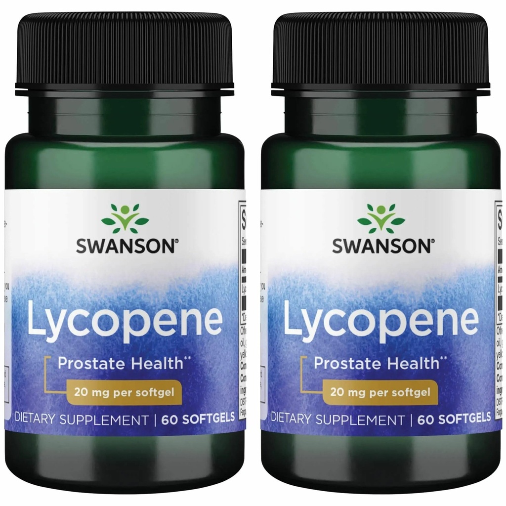Swanson Lycopene - Natural Supplement Promotion Prostate Health, Heart Health, & Wspiera ciśnienie krwi w normalnym zakresie - Mens Health Supplement - (60 Softgels) 2 Pack