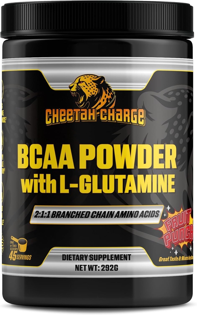 Proszek BCAA z proszkiem L- glutaminy 124; 2: 1: 1 Acidy aminokwasów rozgałęzionych Acids 124; Proszek do regeneracji post Workout - 45 Słupki (Fruit Punch)