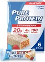 Czyste bary białkowe, wysoki poziom białka, odżywcze przekąski do wsparcia energii, niski cukier, Gluten wolny, jogurt grecki truskawkowy, 1.76oz, 6 opakowań