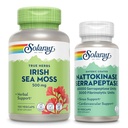 SOLARAY Irish Sea Moss 500mg and Nattokinase Serrapeptase Supplement - Wellness Bundle with Natural Accurring Vitamin, Minerals - Gut Health, Sinus, Heart Health Support, 60- Day Guarantee, 100 / 30ct