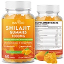 Shilajit Gummies 1000mg Sugar Free - Shilajit Supplement for Men & Women - High in 85 + Trace Minerals & Fulvic Acid - Energia, Mózg, Immunitet - 60 Gummies