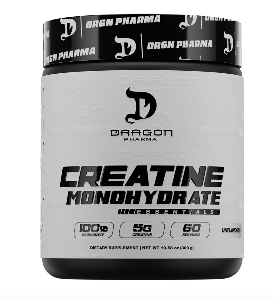 DRAGON PHARMA Monowodzian kreatynowy, Pomoc Odzyskiwanie Mięśnie, Suplement Post- Workout, Wsparcie przeciwutleniające (60 Służenie, Unflavored)