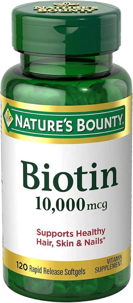 Nature 's Bounty Biotin 10.000 µg, Szybkie uwolnienie Softgels 120 ea (Opakowanie po 6)