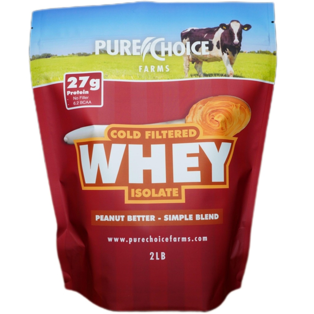 Pure Choice Peanut Butter Whey Isolate Protein Powder, 28g Protein & Low Fat, Best Cold Filtered & Undenatured Whey, No Fillers Or Artificial Sweeteners (Peanut Butter, 12 oz)