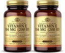 SOLGAR Witamina E 200 j. m. - 100 Softgels, Opakowanie 2 - Naturalny przeciwutleniacz, Wsparcie układu immunologicznego - Bez glutenu, Wolny od mleka - 200 Całość Sługi