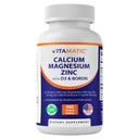 Witamatic Wapnia Magnezu Cynk D3 Boron D3; 365 Pokryte tabletki Suplement Amend124; Wapń 1200 mg, Magnez 420mg, Cynk 25mg, Witamina D3 1000 IU, Bor 1 mg Amend124; Non-GMO Amend124; Gluten Free Amend124; Made in USA