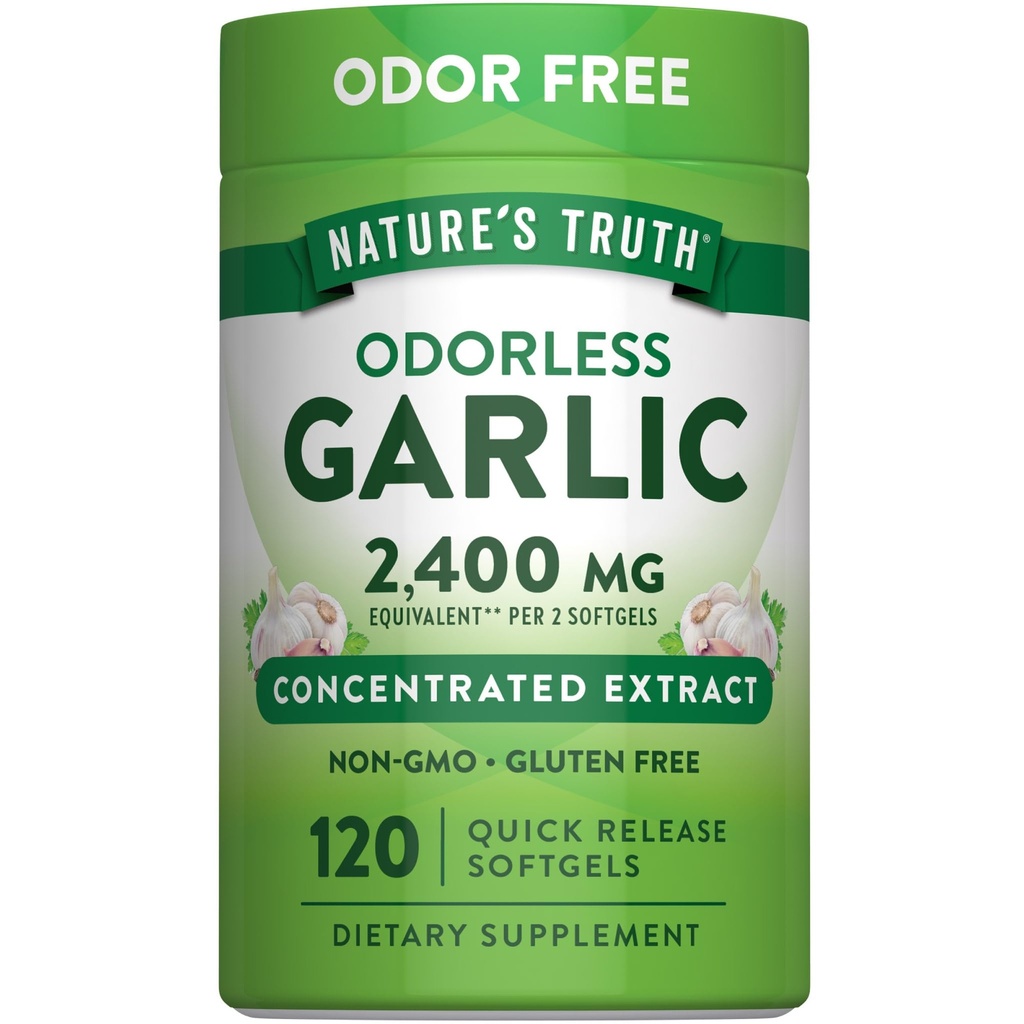 Nature 's Truth Odorless Garlic 2400 mg Xiv124; 120 Softgels Xiv124; Extract Pills Xiv124; Non- GMO, Gluten Free Supplement