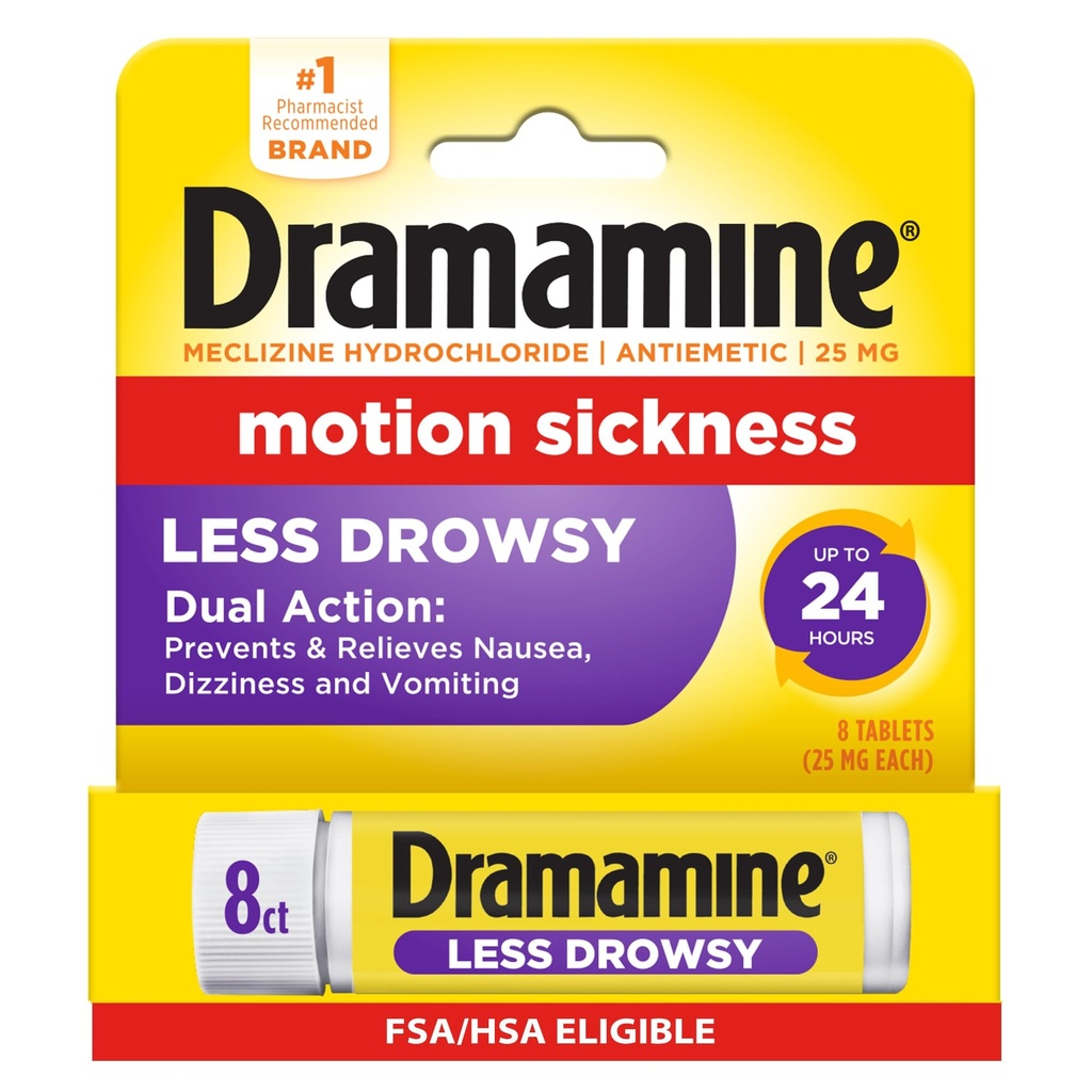 Dramamina Motion choroby Mniej Drowsy, Vial podróży, Multicolor, 8 Hrabia