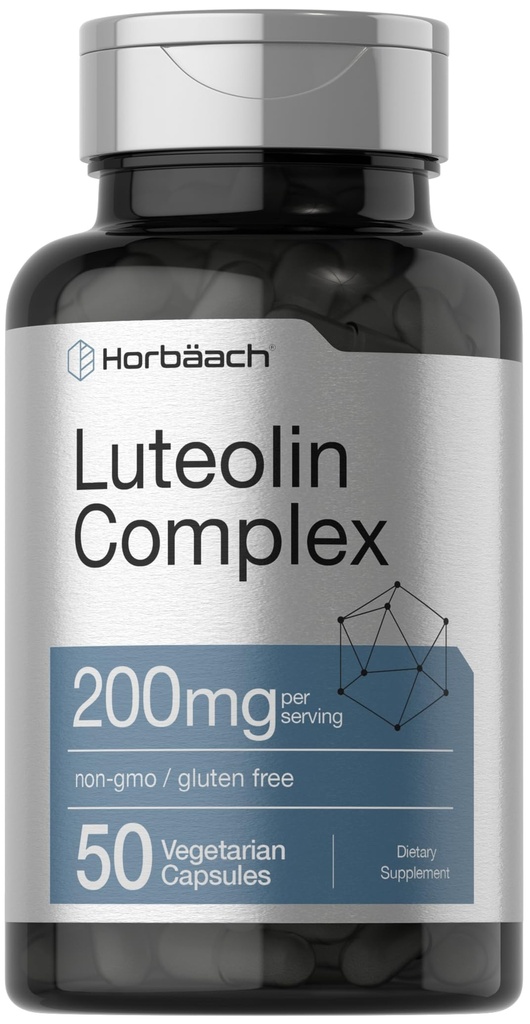 Horbäach Luteolin Complex Supplement Amendged 124; z rutinem 124; 50 Kapsułki Amendgesetz 124; Wegetarianin, Non- GMO & Gluten Free Flavonoid Formuła