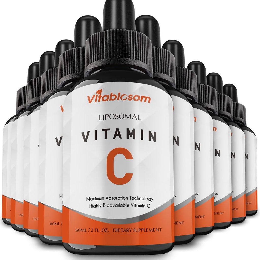 Witamina liposomalna C 2000mg Płyn dla dorosłych, Wysoka Absorpcja VIT C, Maksymalizacja Witaminy C, Dobre dla układu immunologicznego i przeciwutleniacza, 60ML (10 butelek)