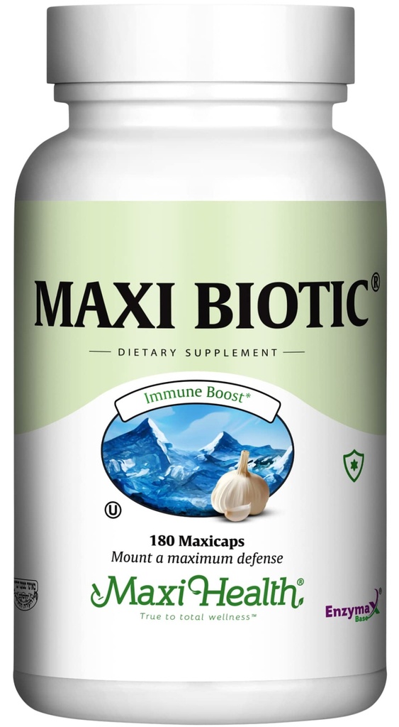 Maxi Health - Maxi Biotic Aged Garlic Extract Kapsułki (180 Count) 124; Kyolly Garlic Supplement z Spirulina, Echinacea, Oregano i Enzymax - Naturalny przeciwutleniacz - Wellness Support